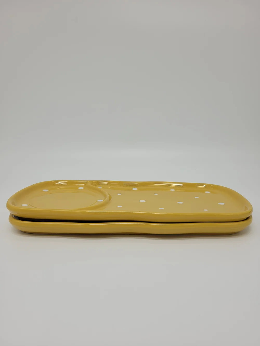 Temp-tations By Tara Snack Plate Set Of 2 Yellow Polka Dot Design Classic